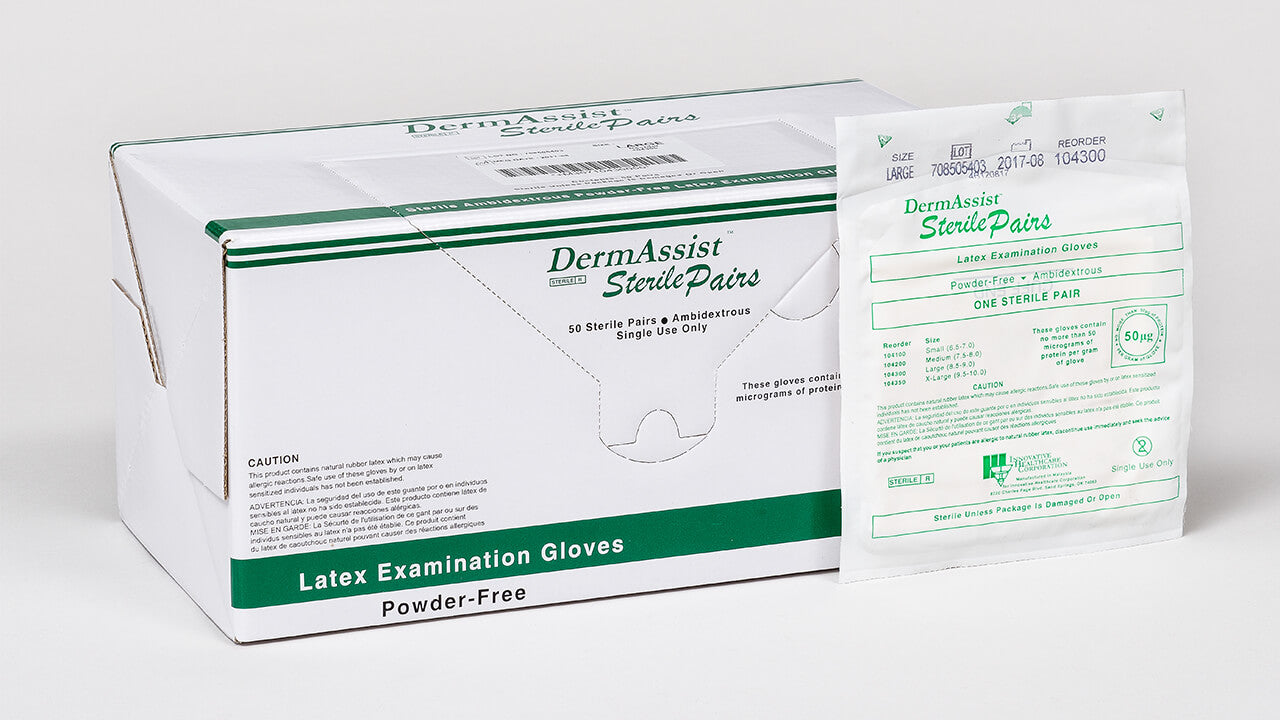 DermAssist® Sterile Singles Latex Exam Gloves (Case of 200)