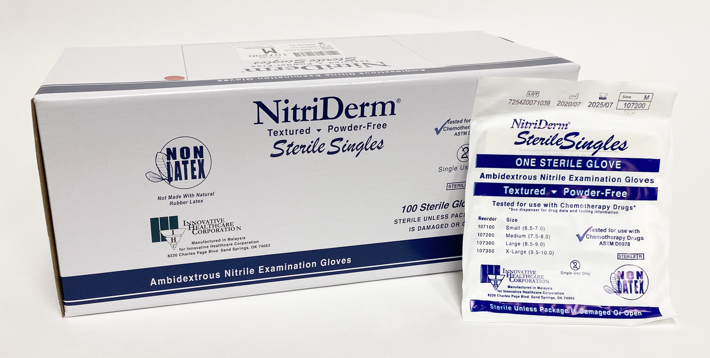 NitriDerm® Sterile Singles Nitrile Exam Gloves (Case of 400)