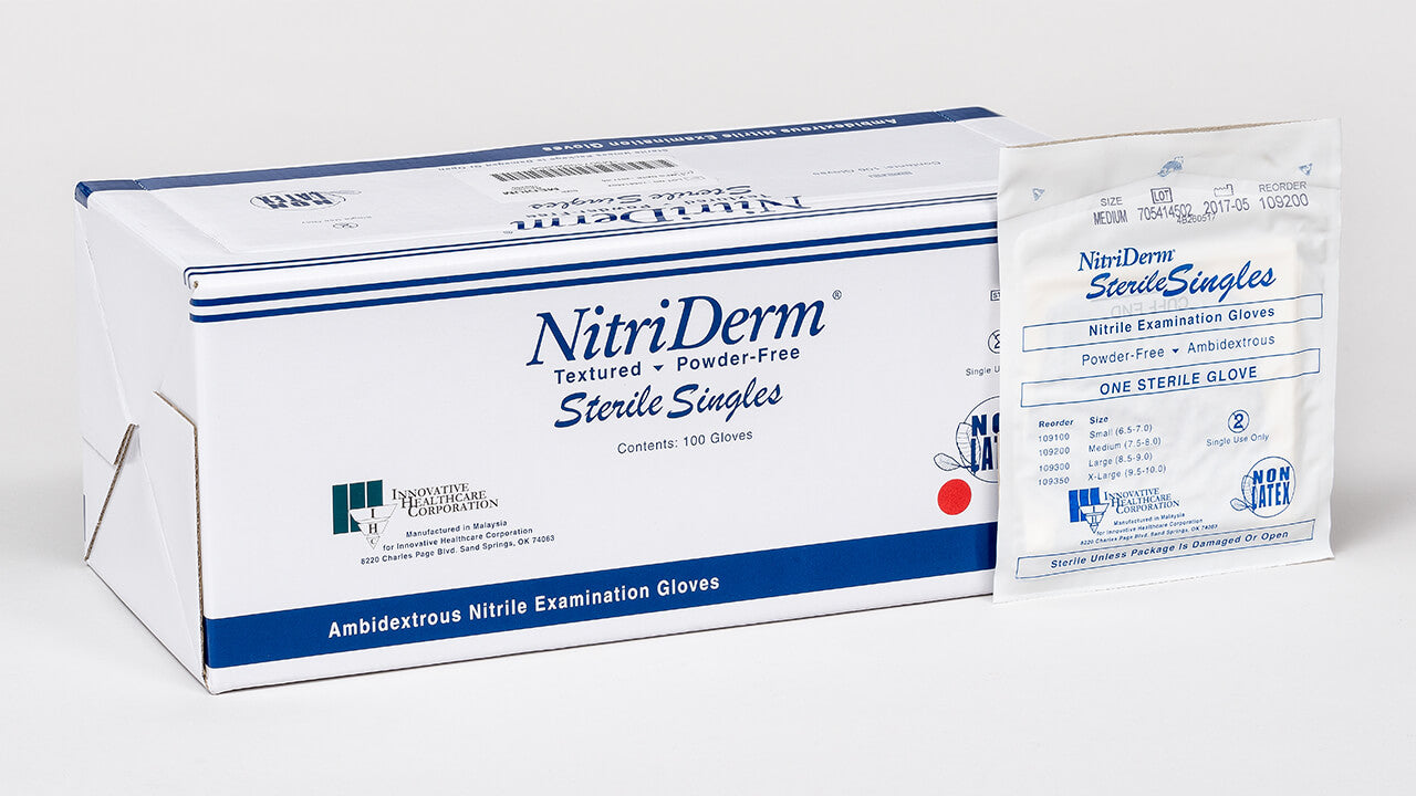 NitriDerm® Sterile Singles Nitrile Exam Gloves (Case of 400)