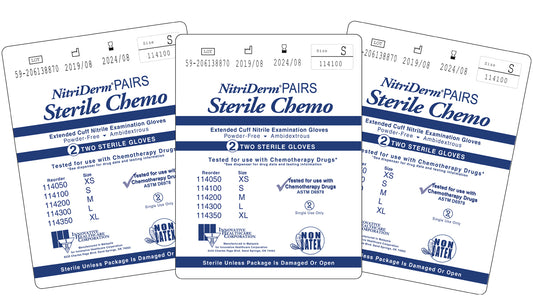 NitriDerm® Extended Cuff Sterile Singles Nitrile Exam Gloves - Chemo Tested (Case of 200)