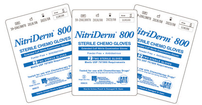 NitriDerm® 800 Extended Cuff Sterile Nitrile Exam Gloves - USP797/800 - Chemo Tested (Count of 200)