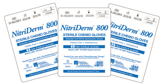 NitriDerm® 800 Extended Cuff Sterile Nitrile Exam Gloves - USP797/800 - Chemo Tested (Count of 200)