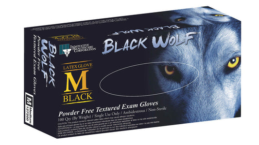 BLACK WOLF™ Black Latex Non-Sterile Exam Gloves (Case of 1,000) - 6.0 mil