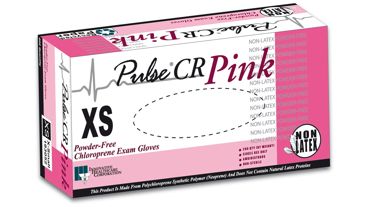 Pulse® CR Pink Polychloroprene (Latex-Free) Non-Sterile Exam Gloves (Case of 2,000) - 3.5 mil