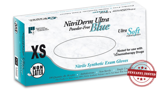 NitriDerm® Ultra Blue Nitrile Non-Sterile Exam Gloves (Case of 1,000) - 4.4 mil