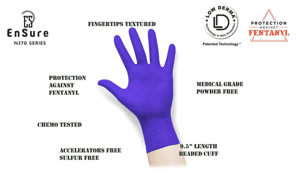 EnSure® Nitrile Medical Examination Gloves (Case of 2,000) - 3.0 Mil