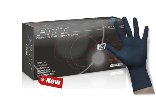FITT® General Purpose Black Nitrile Powder-Free Gloves (Case of 1,000) - 4.5 Mil