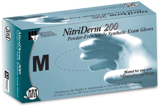 NitriDerm® 200 Blue Nitrile Non-Sterile Exam Gloves (Case of 2,000) - 3.5 mil
