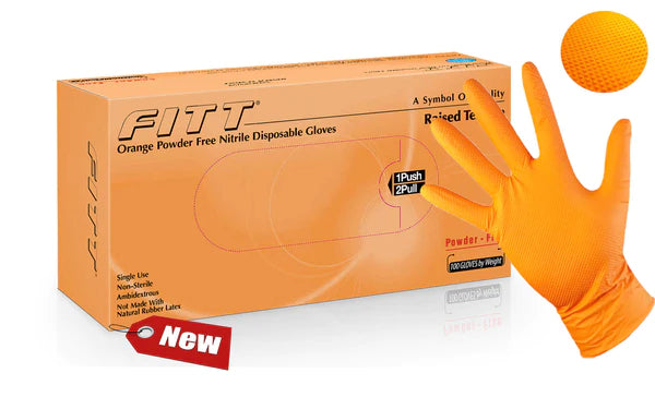 FITT® General Purpose Orange Nitrile Powder-Free Gloves (Case of 1,000) - 8.0 Mil