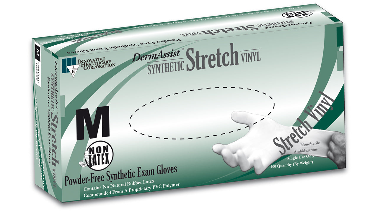 DermAssist® Synthetic Natural Stretch Vinyl Non-Sterile Exam Gloves (Case of 1,000) - 5.1 mil