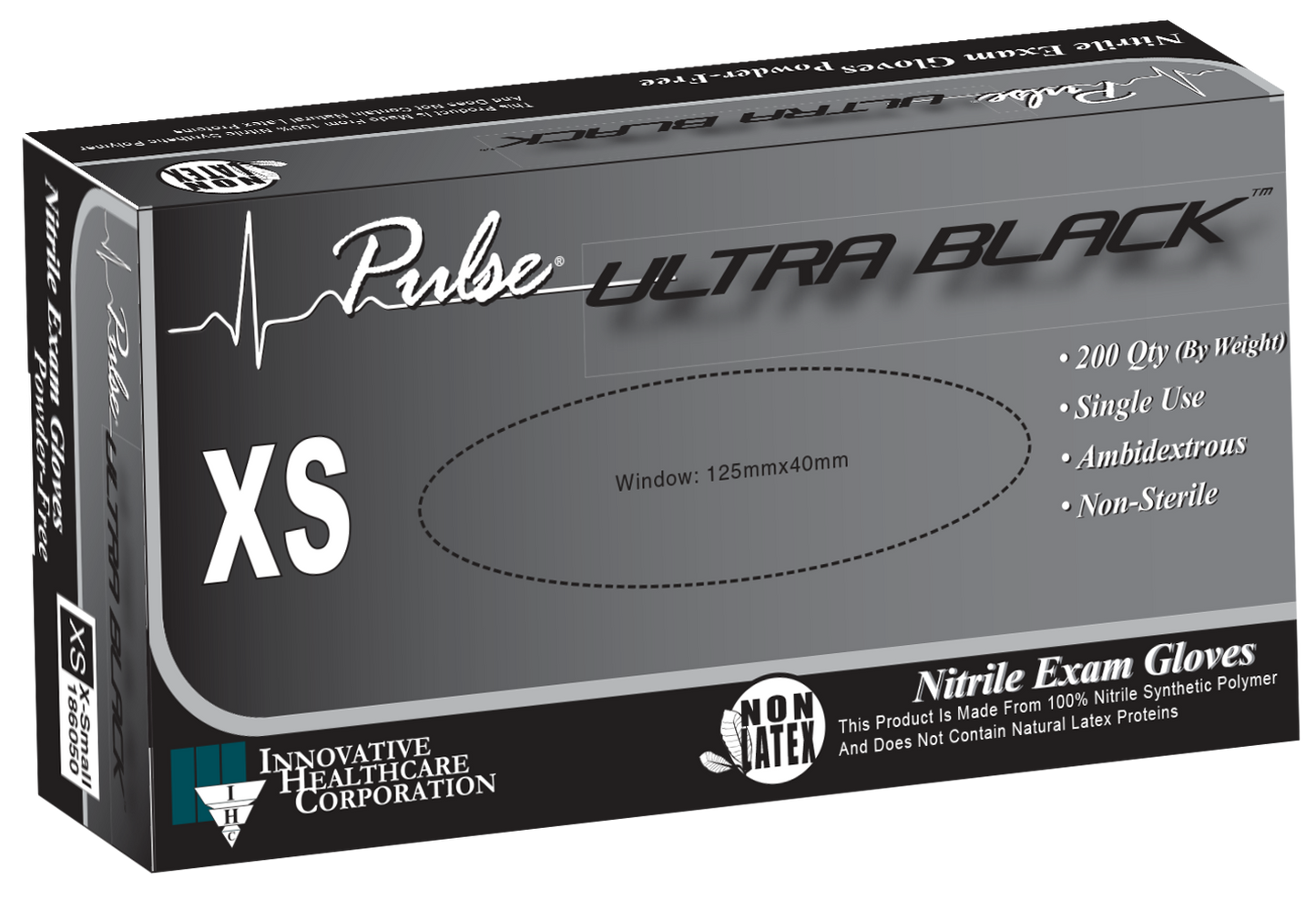 Pulse® Ultra Black Nitrile Non-Sterile Exam Gloves (Case of 2,000) - 2.3 mil