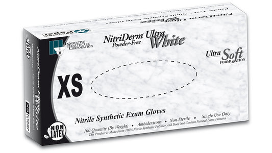 NitriDerm® Ultra White Nitrile Non-Sterile Exam Gloves (Case of 1,000) - 3.5 mil