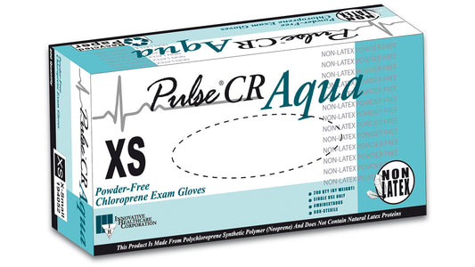 Pulse® CR Aqua Polychloroprene (Latex-Free) Non-Sterile Exam Gloves (Case of 2,000) - 3.5 mil