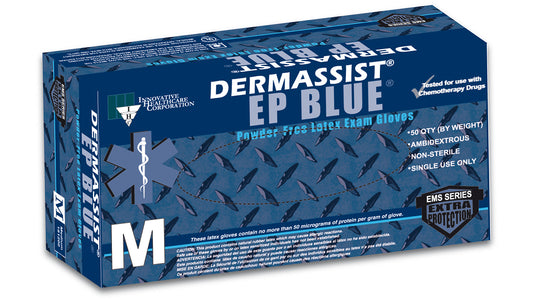 DermAssist® EP BLUE® High-Risk Environment Latex Non-Sterile Exam Gloves (Case of 500) - 15 mil